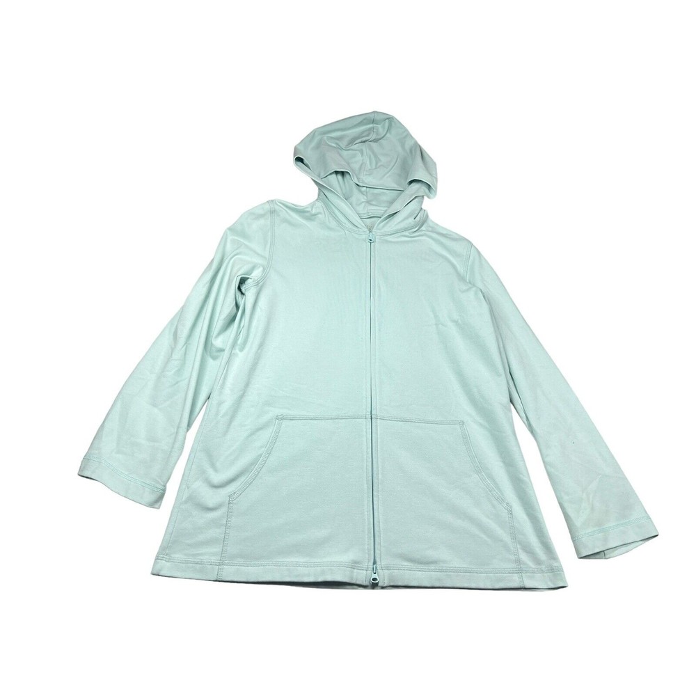 Eileen Fisher Womens Zip Original Cotton Blue Hoodie‎ Sweatshirt small